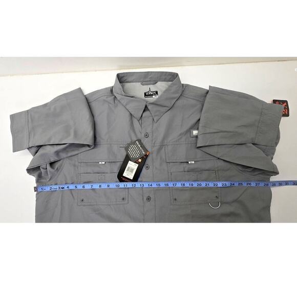 Habit Outdoor Fishing Shirt UV Protection Roll Up Long Sleeve Gray Men's 2XL - Picture 6 of 10